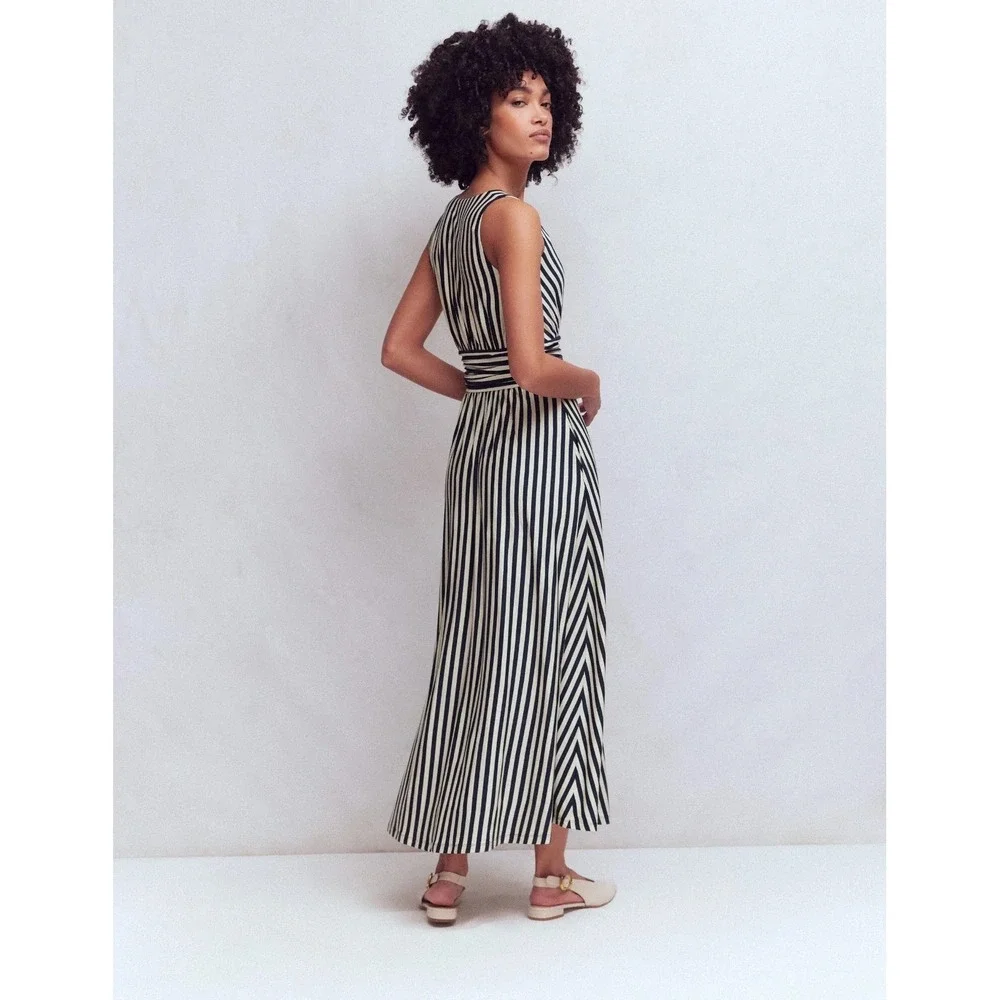 NWoT Boden Women's 20-22R Black White Stripe Elodie Jersey Maxi Dress
